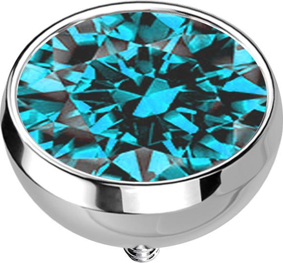 Produktbild Star Piercing Dermal Anchor Halbkugel silber mit Kristall aqua (Titan G23, ohne Messing)