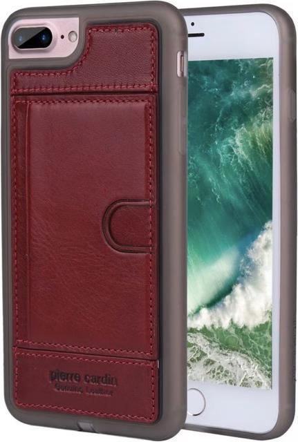 Produktbild Pierre Cardin iPhone 7 Plus / 8 Plus – Leder Case mit Kartenfach aussen, Rot (Apple iPhone 8 Plus, Apple iPhone 7 Plus)