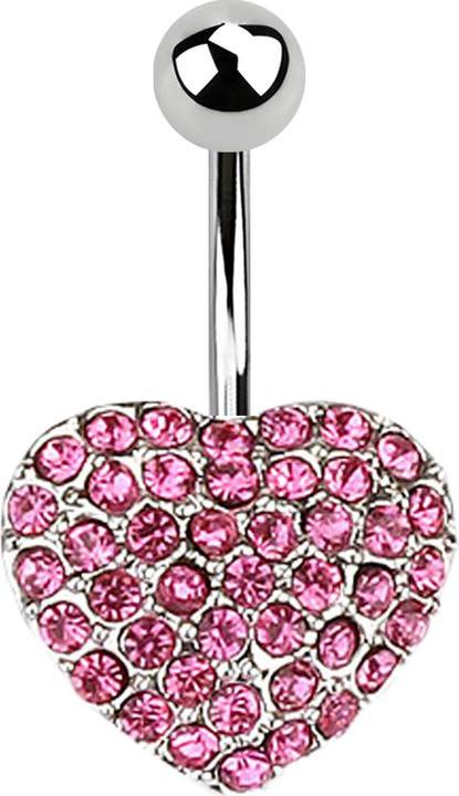 Immagine prodotto Star Piercing Banana d'argento con cuore di cristallo a sfera rosa (Acciaio chirurgico 316L, Ottone)