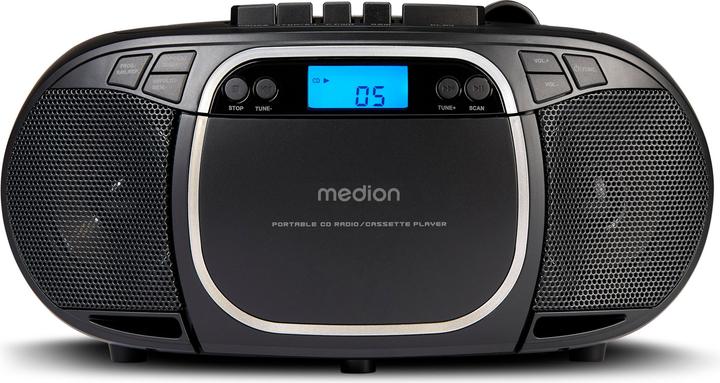 Image du produit Medion E66476 - Radio - Lecteur CD/MP3/cassettes - écran LCD - stéréo PLL-FM - USB - 2 x 20 W - Noir (VHF, AM, FM, PLL)