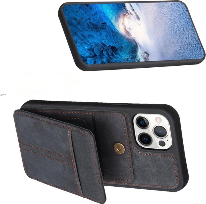 Produktbild Cover-Discount iPhone 15 Pro Max - Kickstand Case mit Kartenfächer schwarz (Apple iPhone 15 Pro Max)
