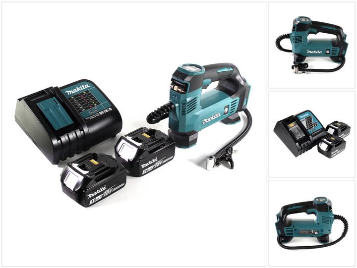 Actual product image Makita DMP 180 SF Battery compressor 18 V 8.3 bar + 2x battery 3.0 Ah + charger (8.30 bar, 0 l)