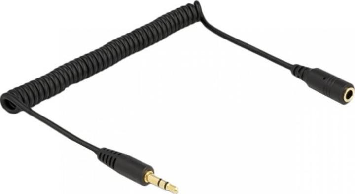 Immagine prodotto Delock Prolunga cavo a spirale 3,5 mm 3 pin jack plug to jack socket 1,5 m nero (1.50 m, Estensione)
