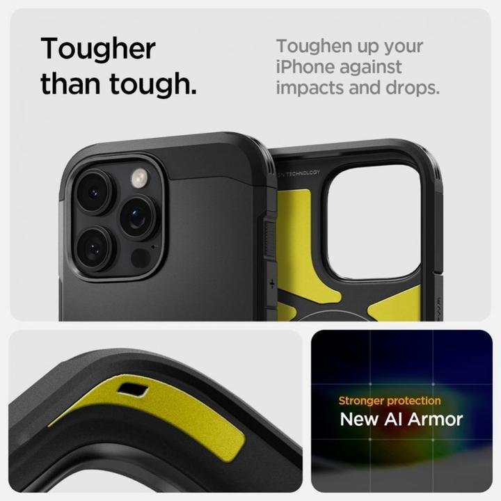 Actual product image Spigen Tough Armor MAG iPhone 16 Pro Max MagSafe czarny/black ACS08013 (Apple iPhone 16 Pro Max)