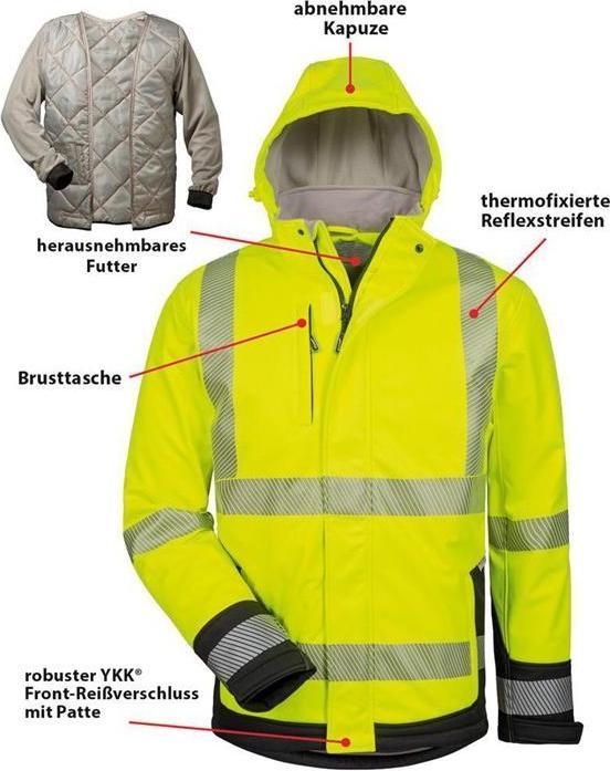 Actual product image Elysee High-visibility softshell jacket Melvin size L yellow/black (L)
