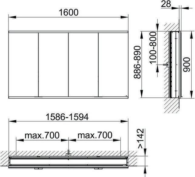 Actual product image Keuco Mirror cabinet ROYAL MODULAR 2.0 width 1600mm height 900mm depth 160mm