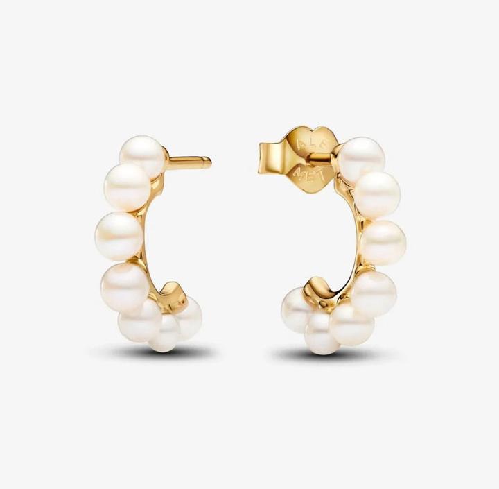 Produktbild Pandora Creolen Treated Freshwater Cultured Pearls Open Hoop Vergoldet (Metall, Vergoldet)