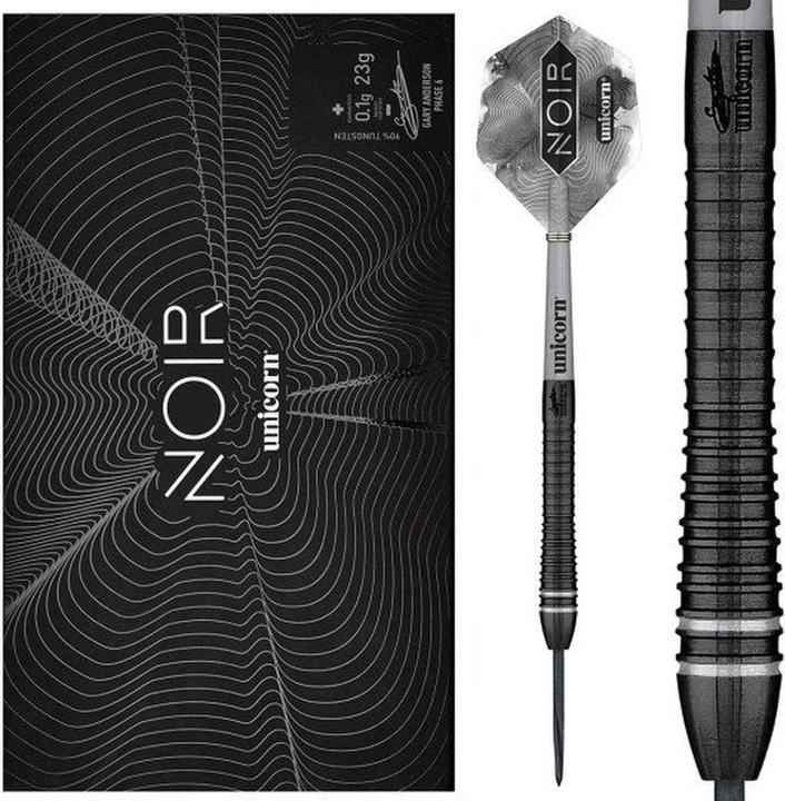 Immagine prodotto Unicorn Gary Anderson Noir Phase 6 - Freccette Deluxe in acciaio (24 g)