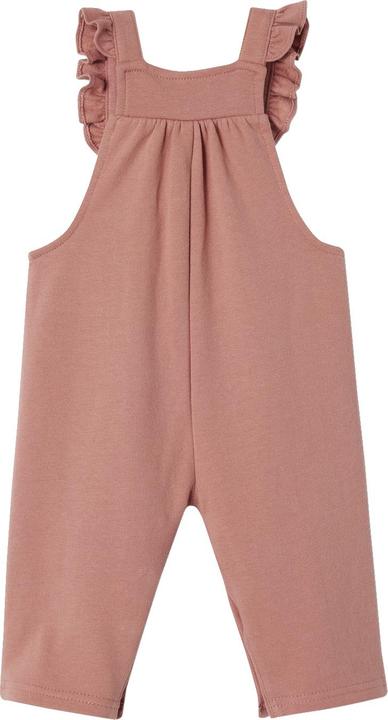 Actual product image Vertbaudet Girls' baby sweat dungarees with frills, organic cotton (62)