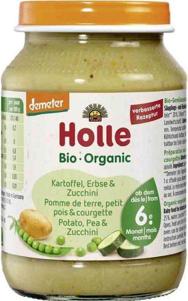 Image du produit Holle Pommes de terre avec petits pois & courgettes Petits pots de légumes bio (190 g)