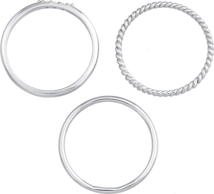 Image du produit Elli Bague en ruban, bague en cristal, ensemble de bagues (52, Argent 925)
