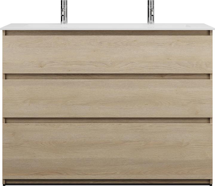 Produktbild burgbad Lin20 Mineralguss-Waschtisch Farbe Weiss Matt mit 2 Armaturbohrungen inklusive Waschtischunt