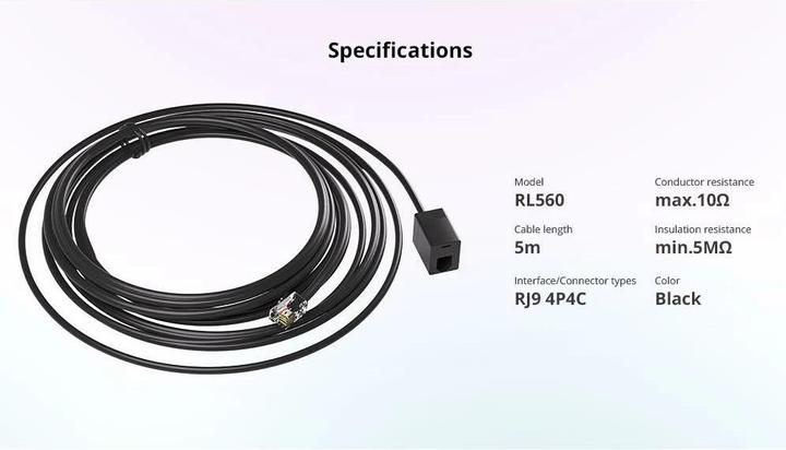 Actual product image Sonoff Extension cable RL560, RJ9, 5 m