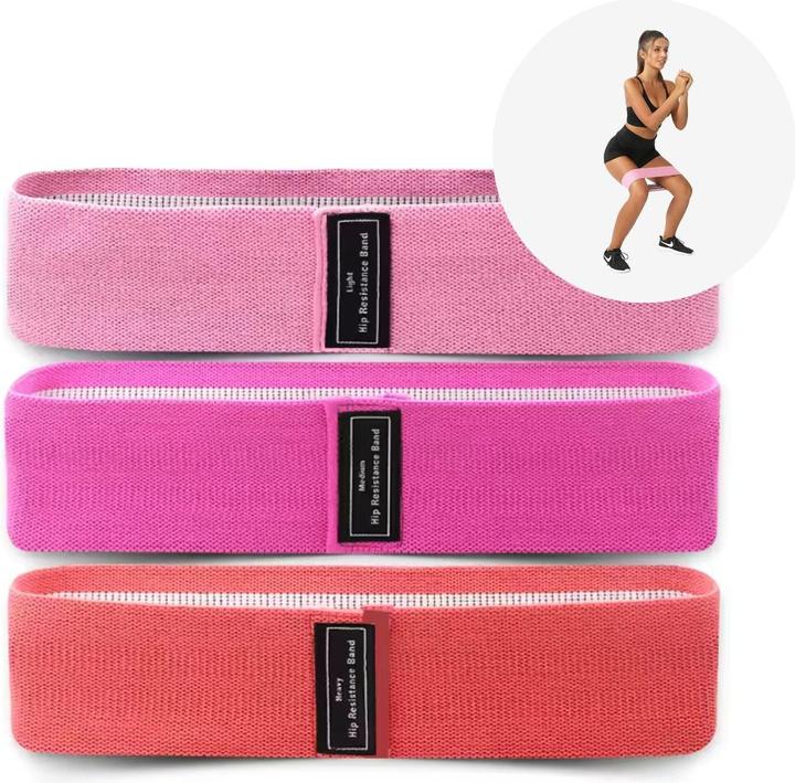 Hermex Glute-Band Hip-Resistance-Band Bande d'entraînement Booty-Band Bande de fitness (0.37 m, Fort, Moyen, Léger)