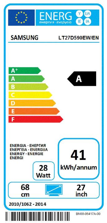 Energy Label Samsung T27d590ew (1920 x 1080 pixels, 27")