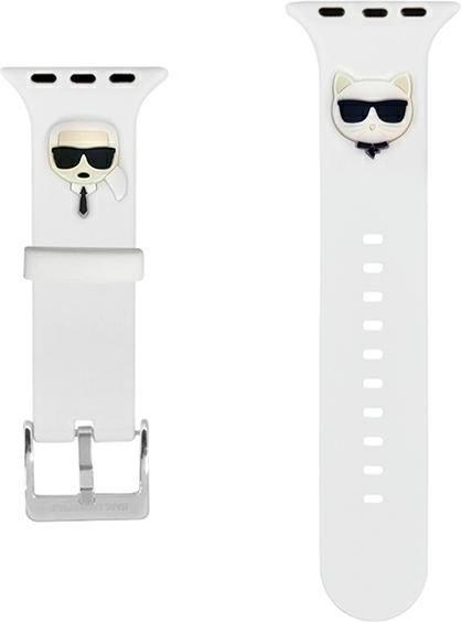 Produktbild Karl Lagerfeld Pasek KLAWLSLCKW Apple Watch 42/44/45mm bia?y/white strap Silicone Karl & Choupette H (Silikon)