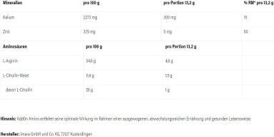 Valori nutrizionali e ingredienti Ultra Sports AddOn Amino (Limone-Arancio, 1 pz., 310 g)