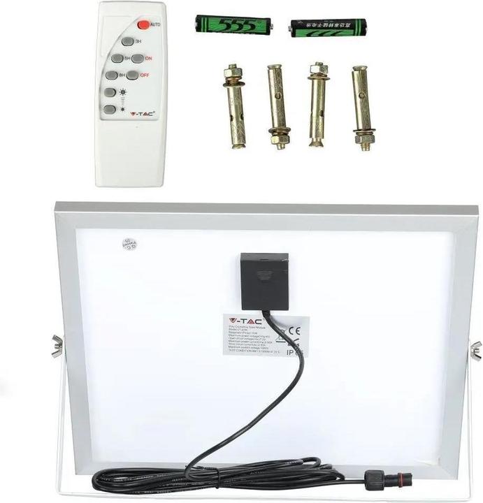 Image du produit V-TAC VT-94008 - Projecteur à LED avec panneau solaire 16 W 6000 K (16 W, 2.80 kg)