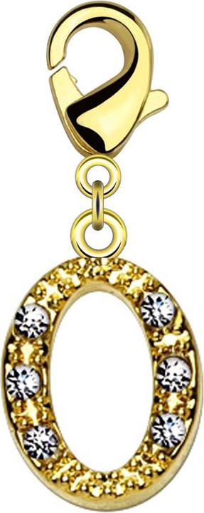 Produktbild Star Piercing Anhänger 14k vergoldet mit Kristall Buchstabe O (Messing)