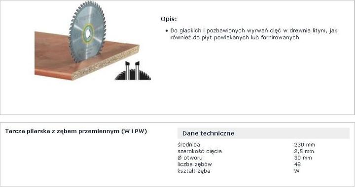 Actual product image Festool Fine tooth saw blade 230 x 2.5 x 30 W48