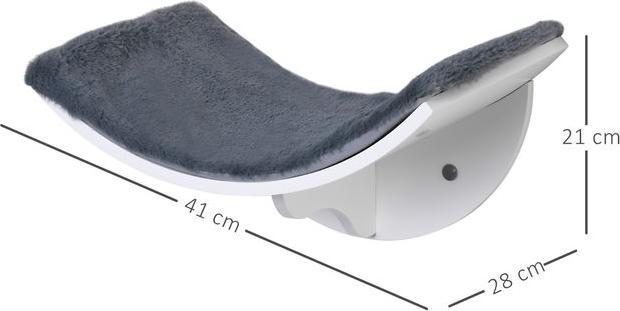 Actual product image Swisshandel24 Cat bed Cat shelf Cat lounger Wall-mounted cat lounger Wall-mounted plush pad MDF White+grey 41 x (Cat)