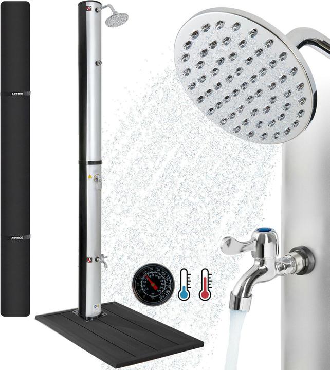 Arebos Douche solaire avec plaque de sol 37 L - Anthracite