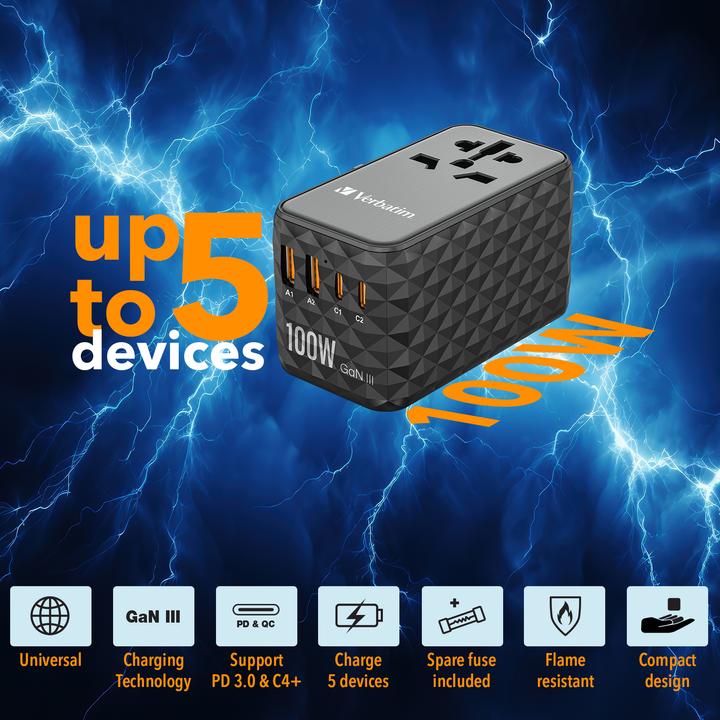 Actual product image Verbatim Universal travel adapter