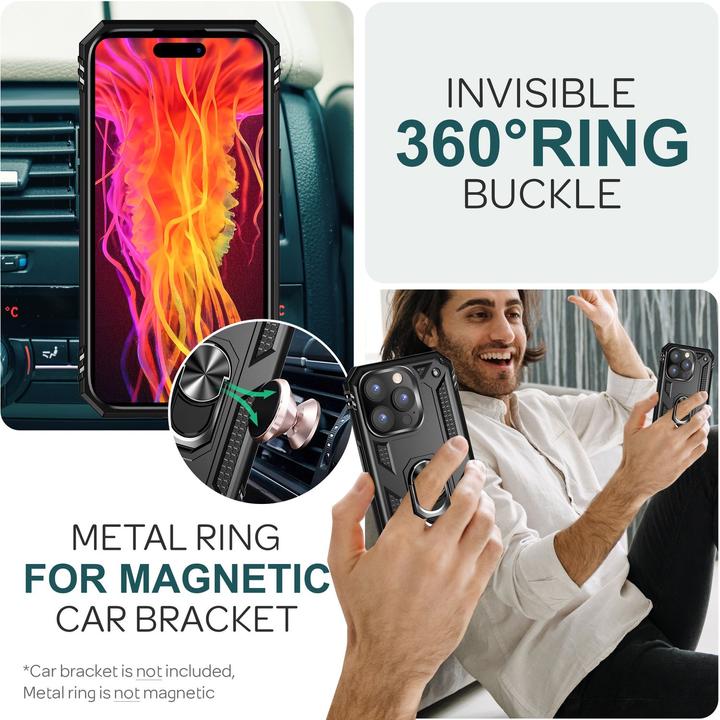Actual product image Nalia Shockproof Military Style Ring Cover (Apple iPhone 15 Pro)