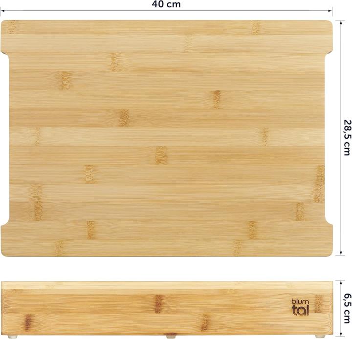 Produktbild Mara Vital Schneidebrett aus Bambus mit 3 Edelstahl-Auffangschalen und Antirutschfüssen – 40 × 28,5 cm
