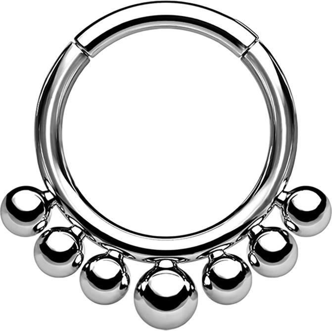Star Piercing Micro Segmentring klappbar silber sieben Kugeln (ohne Messing, Titan G23)