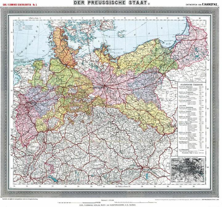 Produktbild Historische Preussenkarte / DER PREUSSISCHE STAAT - 1905 (gerollt) (1 Stk.)