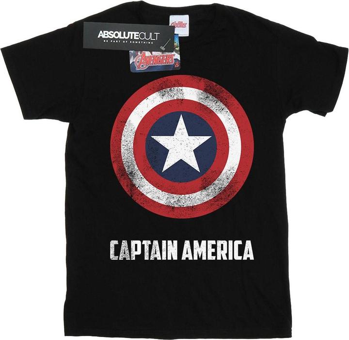 Actual product image Mens Captain America Shield Text T-Shirt (L)