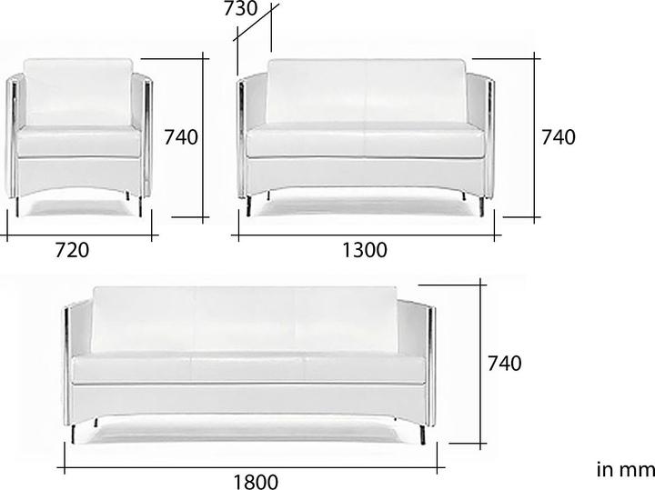 Image du produit Jet-Line Canapé de bureau Sidney blanc 3 pièces (2 places)