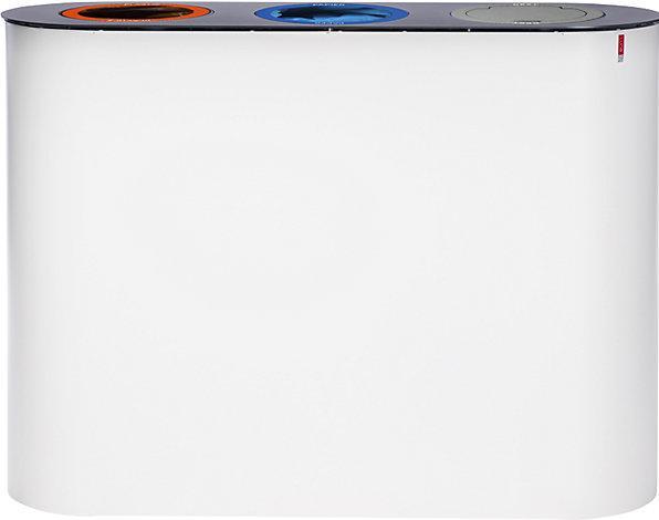 Produktbild Lune Mülltrennsystem Split 3 x 38 L weiss anthrazit hochwertiger verzinkter Stahl, herausnehmbare Ei (114 l)