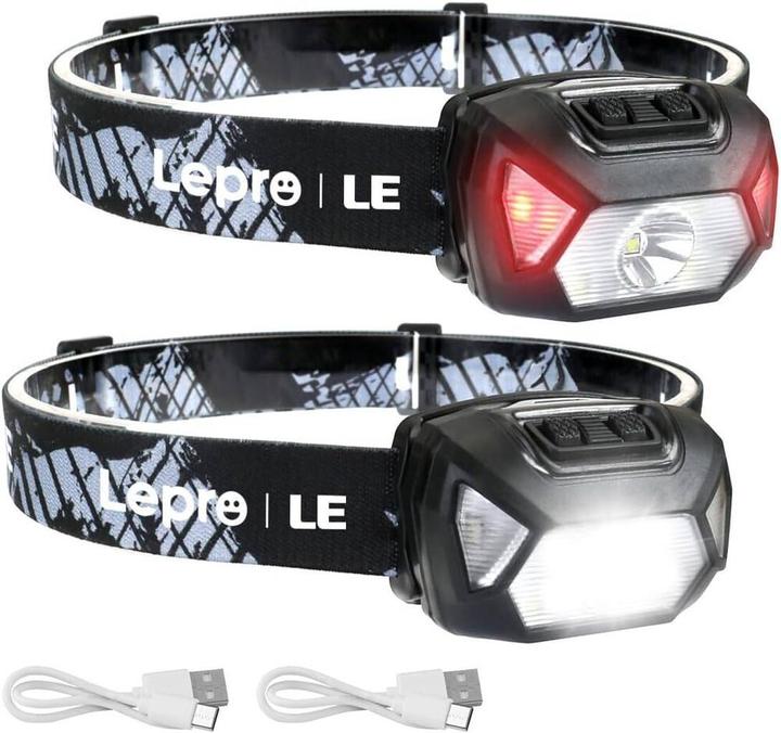 Produktbild Lepro LED-Stirnlampe Pack à 2 Stück (300 lm)