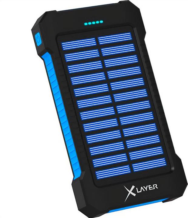 Immagine prodotto Xlayer Powerbank PLUS Solar Black/Blue 8000mAh (8000 mAh, 5 W, 29.60 Wh)
