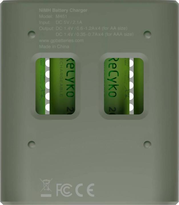 Actual product image GP Batteries ReCyko M451/270 4-Port USB Ladegerät inkl.4xAA NiMh 2600mAh (5 pcs., AA, 2600 mAh, Rechargeable battery)