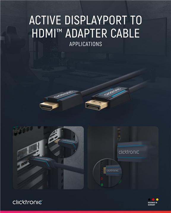 Produktbild clicktronic DisplayPort — HDMI (Typ A) (3 m, DisplayPort, HDMI)