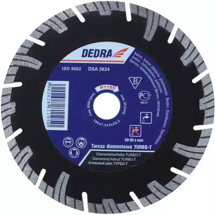 Immagine prodotto Dedra Disco diamantato Turbo-T per il taglio del cemento armato 230 mm 25,4 mm H1197E