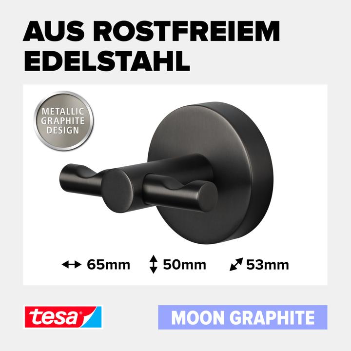 Actual product image tesa ® MOON bathrobe hooks in Graphite