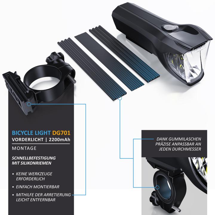 Actual product image Aplic LED bike light, front light, rechargeable bike front light with 50 LUX, bike light, StVZO approved (300 lm)