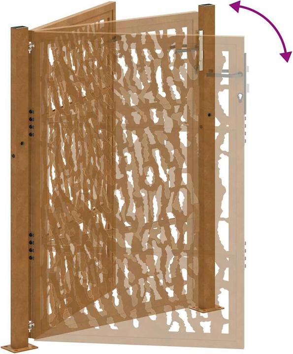 Produktbild VidaXL Gartentor 105x130 cm Wetterfester Stahl Spurendesign Zauntor