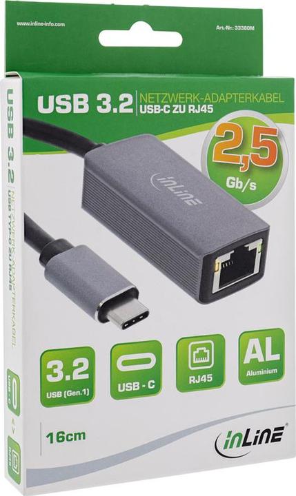 Immagine prodotto InLine Cavo adattatore di rete da USB 3.2 a 2.5Gb/s Tipo-C RJ45 (0.16 m)
