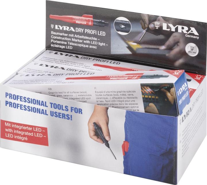 Actual product image Tajima Lyra Dry Profi LED dybhulspen - m.trykfremføring, blyantspidser, incl. 3x1,5V batt. (Graphite, 1 x)
