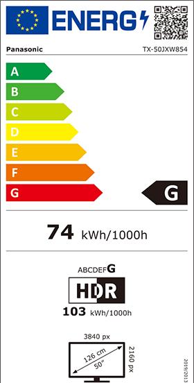 Energie-Label Panasonic TX-50JXW854 (50", LCD, 4K, 2021)