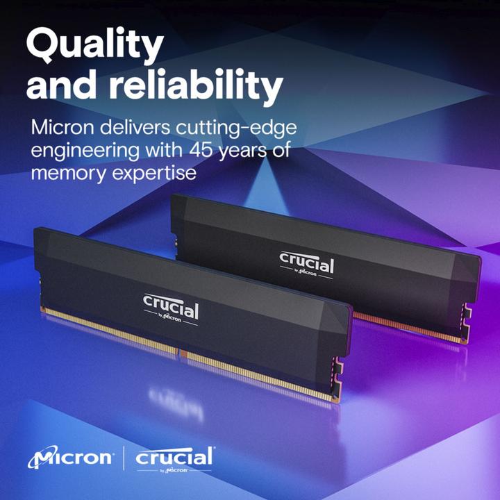 Produktbild Crucial Pro DDR5-6400 Kit 32GB 2x16GB UDIMM CL38 B Overclocking (2 x 16GB, 6400 MHz, DDR5-RAM, U-DIMM)