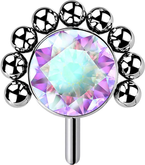 Produktbild Star Piercing Threadless silber front Kugelhalbblume Kristall multicolor (Titan G23, ohne Messing)