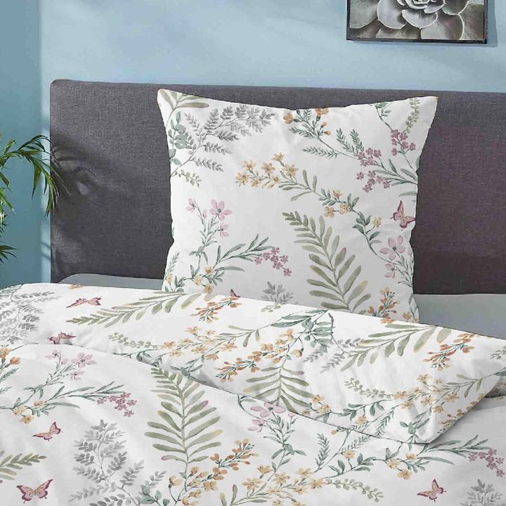 Actual product image Biberna Seersucker Bettwäsche 25208-426 pistaziengrün (Bedding set, 135x200 cm + 80x80 cm)