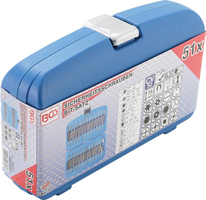 Produktbild BGS Sicherheitsschrauben-Bit-Satz (T8, T10, T15, T20, T25, T27, T30, T35, T40, 2 mm, 2.5 mm, 3 mm, 4 mm, 5 mm, 6 mm, PH1, PH2, PZ1, PZ2)