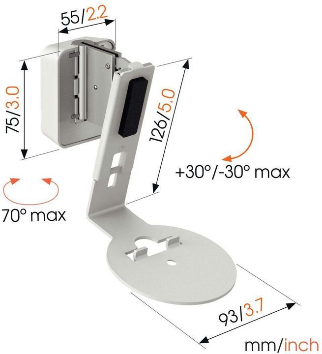 Image du produit Vogels SWM 4111 Support mural Sonos Era 100 (1 pièce, Installation murale, Inclinable, Rotatif)